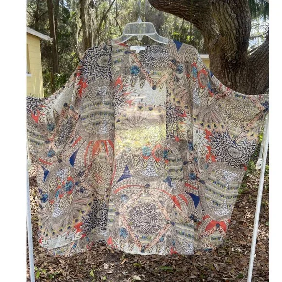 Umgee open semi-sheer cardigan kimono M/L - Picture 4 of 6